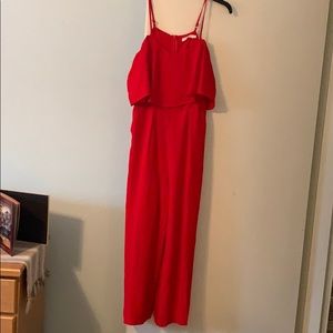 Nasty Gal Red off the shoulder Jumpsuit